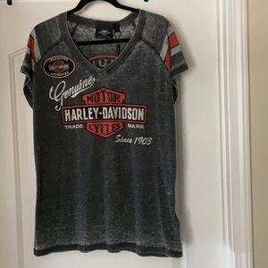 Harley-Davidson Gray and Orange Short Sleeve Tee